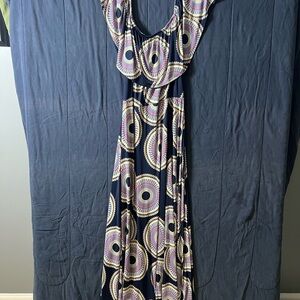 One Clothing Navy and Pink Patterned Maxi Dress